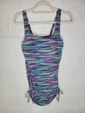 Lands' End Women's Size 10 Swimsuit One Piece Adjustable Straps Ruched Sides